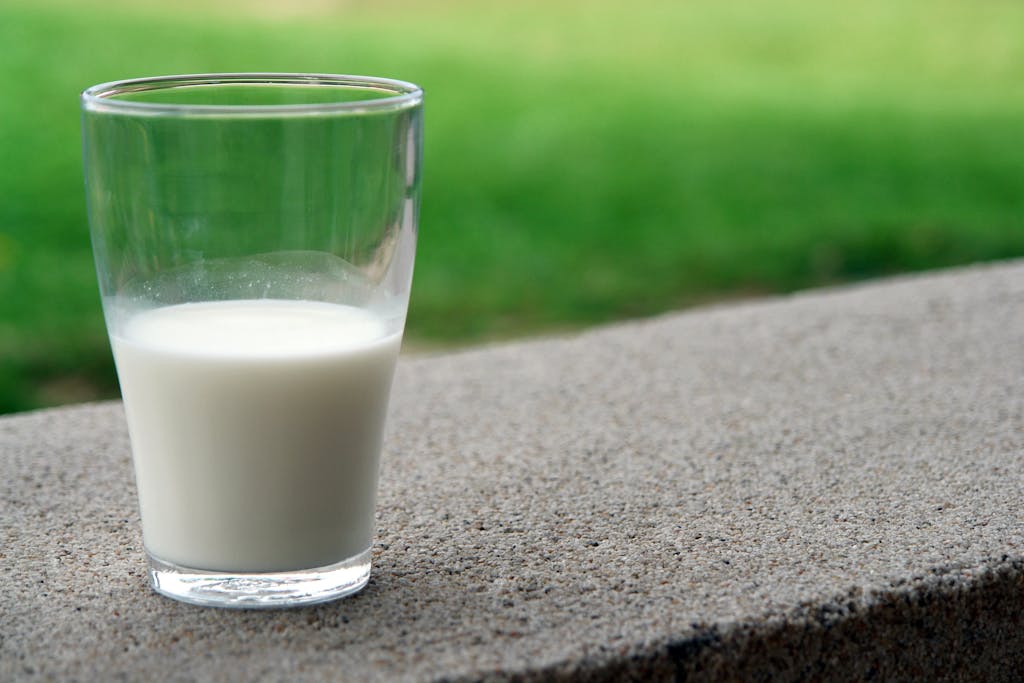 A clear glass of milk 