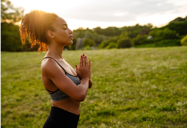 Black woman meditating