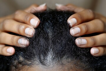 Woman massaging hair