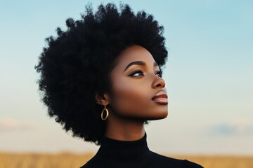 beautiful woman with afro